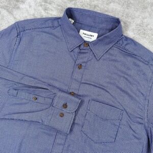 Twillory Tailored Fit Untuckable Shirt Mens Large Blue Non Iron Button Up Front